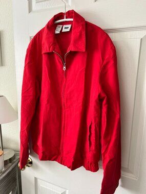 DKNY Red Lightweight Harrington Jacket Zip Blouson Size M